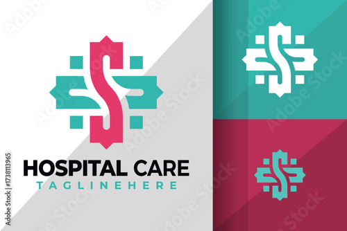 Letter S Hospital Care Logo Icon Vector Design Illustration