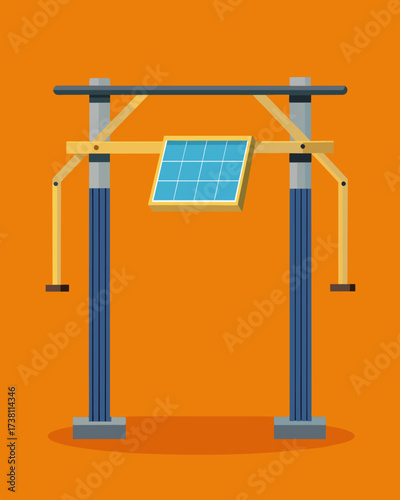 A pullup bar with solar panels converting your muscle power into electricity for the gyms equipment.. Vector illustration