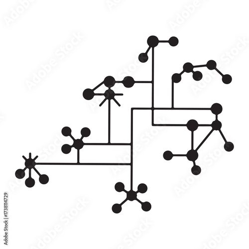 Modern Geometric Abstract Diagram of Connected Nodes and Lines