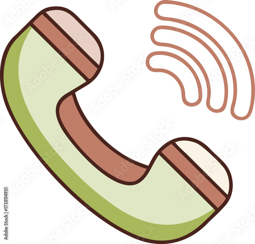 Retro telephone handset with radiating sound waves symbolizing communication connection and audio broadcasting perfect for vintage tech themes