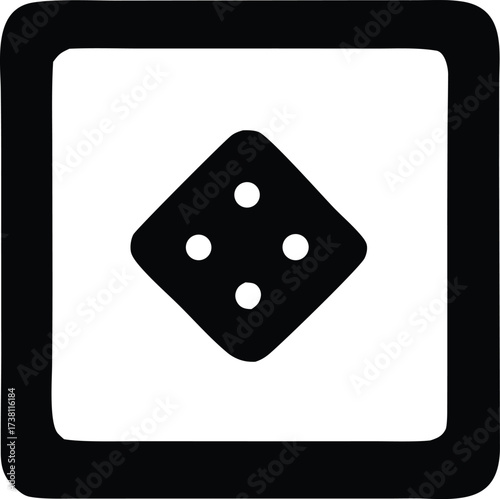 Simple black and white icon of a dice face showing four dots