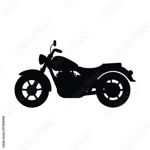 Striking black motorcycle silhouette on a clean white background for graphic design