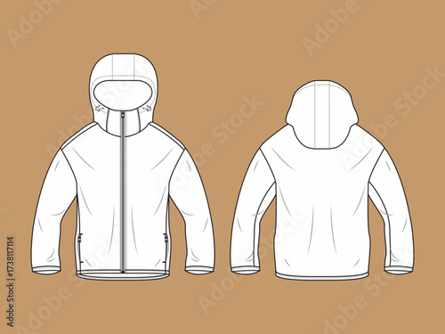 fashion technical drawing apparel template jacket mock up illustration textile clothing denim fabric