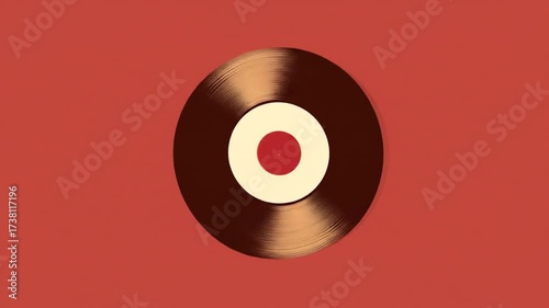 Animated vinyl record against red background music and entertainment concept