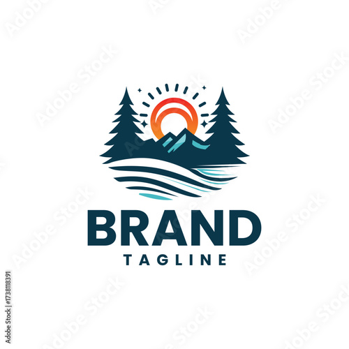 Bold strong and modern logo design for travel agency, tours management, and mountain side business.