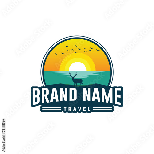 Modren clean and minimalist logo design for Travel agency, Hunting, camping, lake side business, and wildlife park.