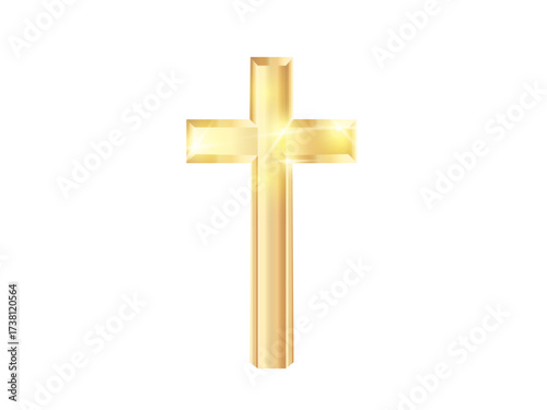 Golden Christian Cross. Christian concept. Vector illustration on isolated white background