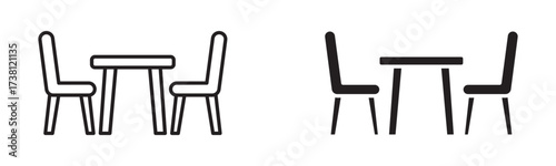 Table with chair icon. Terrace cafe icon, vector illustration .