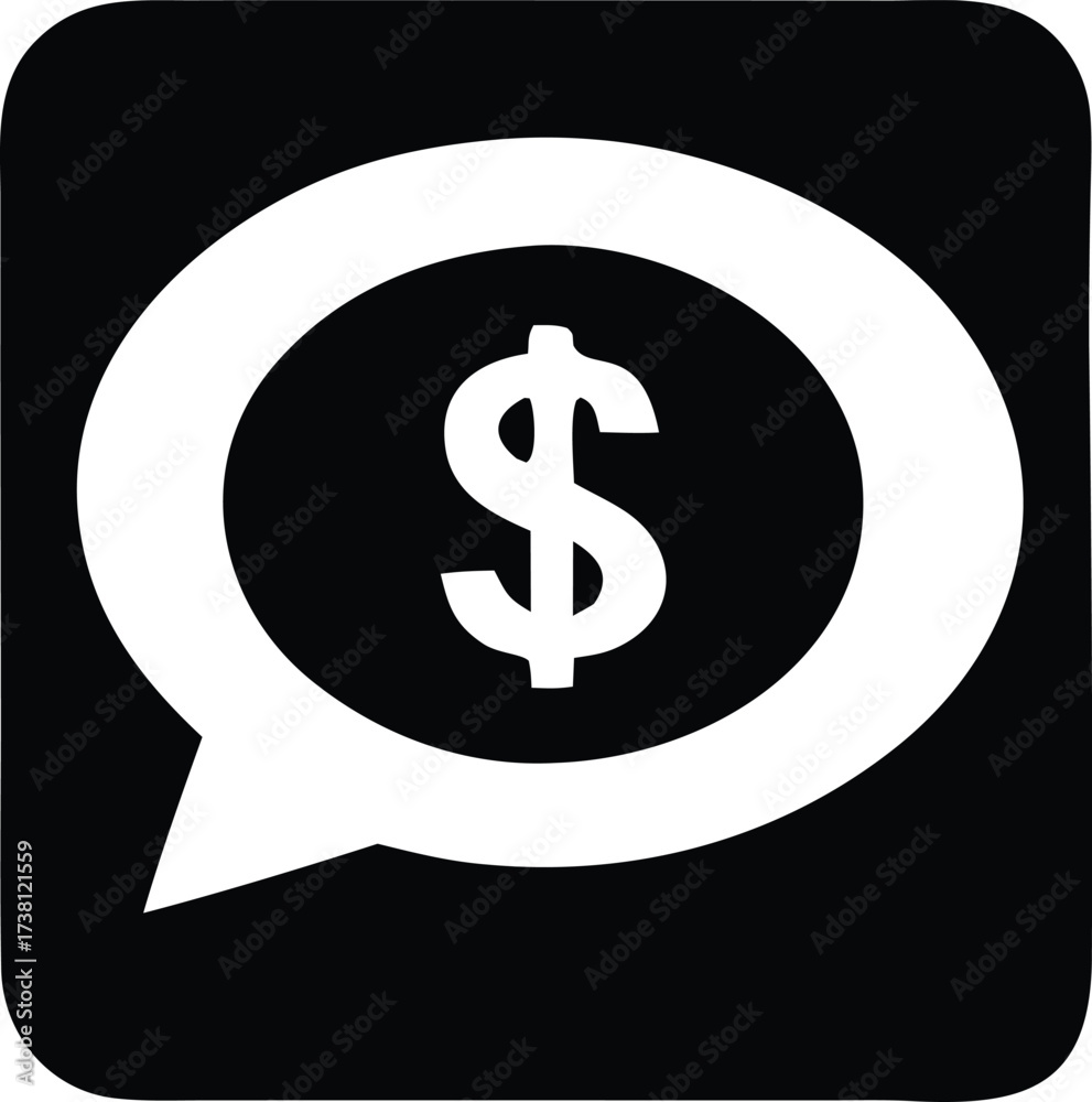 Fototapeta premium Money chat icon symbol for financial communication online transactions and currency exchange app services