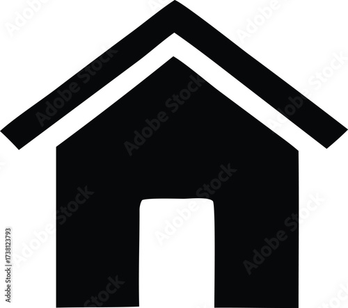 Simple black and white house icon design for home business or real estate concepts ideal for web and print applications