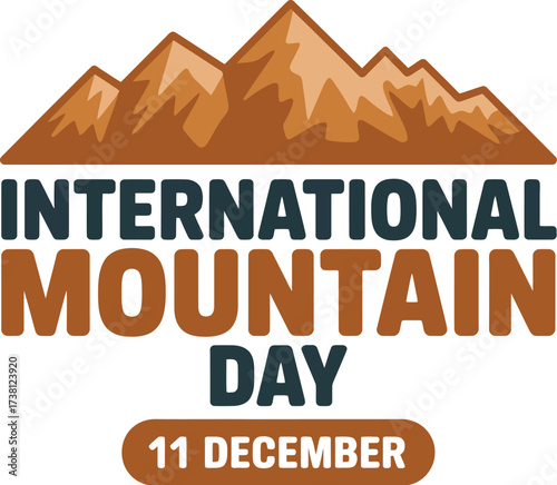 Celebrate International Mountain Day with this vibrant graphic featuring majestic peaks and event date.