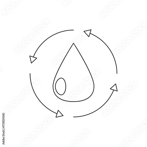 Water Droplet in Circular Arrows Purity and Conservation