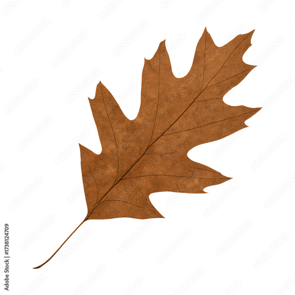 Obraz premium Real photo of falling brown oak leaf with transparent background