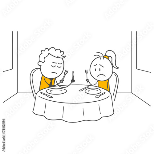 A Business Meal Table Filled with Silence The Reflection of Communication Problems onto a Professional Setting.