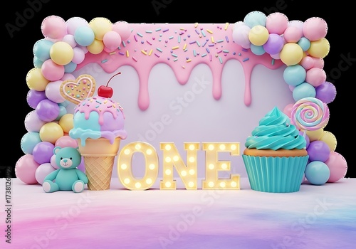 First birthday celebration with cute decorations and sweet treats galore