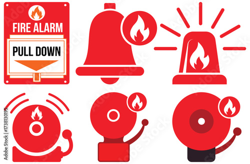 Fire Alarm Sign & Emergency Safety Icon –Flat Vector Design for Safety & Security