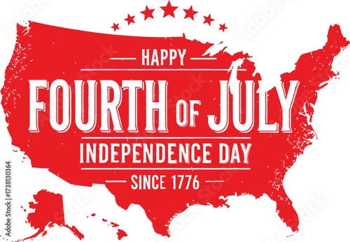 Celebrate Independence Day with patriotic Fourth of July message on USA map