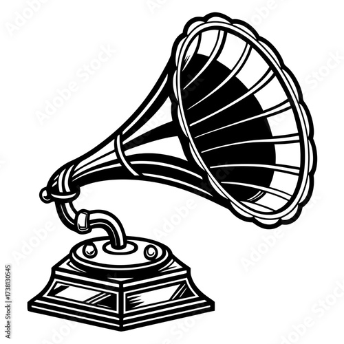 Vintage gramophone vector illustration in black