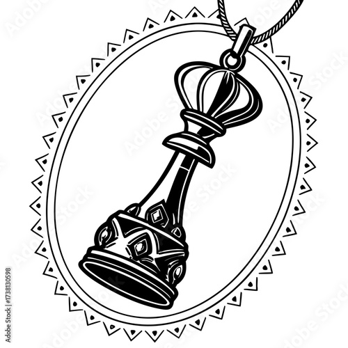 Illustration of a king chess piece pendant