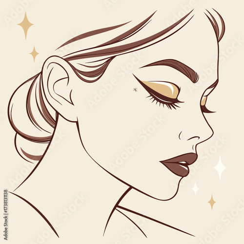 Elegant Woman Profile Beauty Illustration