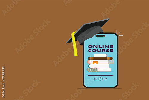 Online courses e-learning vector banner,digital education through internet
