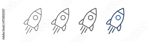 
outline icon set launch with rocket design