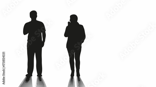 Sleek silhouettes of thoughtful people, perfect for representing diverse teams, communication, and modern lifestyles, originally a scalable vector graphic