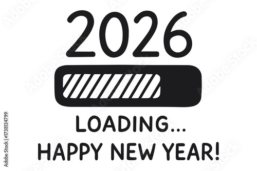 loading screen displaying the year 2026. New year 2026 loading background vector illustration. Happy new year design element