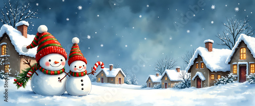 christmas background with snowman