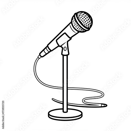 microphone on white background coloring page
