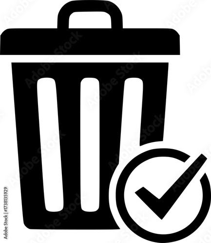 trash can check glyph flat vector icon
