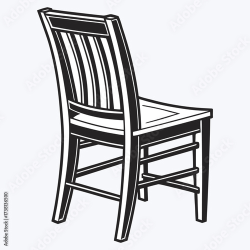 A simple wooden chair with a curved back and classic design