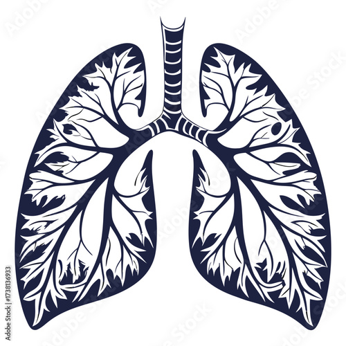 An artistic depiction of lungs resembling a tree with branching airways