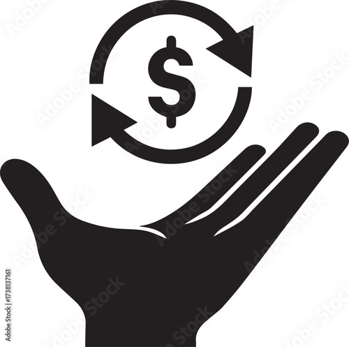 Hand Holding Dollar Sign with Circular Arrows
