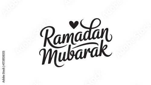 Elegant Ramadan Mubarak calligraphy with heart a vector design for Islamic holidays Isolated on White Background