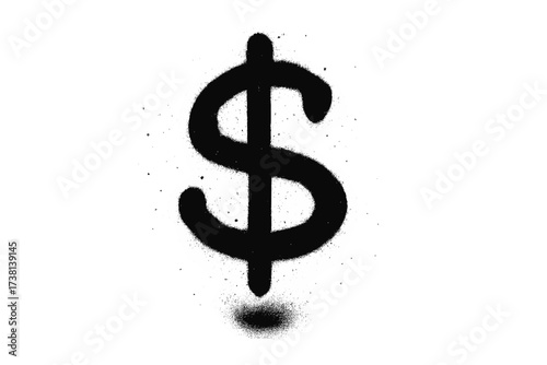 Graffiti dollar sign spray painted. Urban street art money symbol. Black aerosol cash icon isolated on white. Stencil economy finance concept. Grunge textured currency vector.