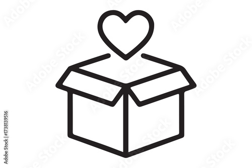 Package Heart Icon. Icon related to Delivery. suitable for web site, app, user interfaces, printable etc. Line icon style. Simple vector design editable