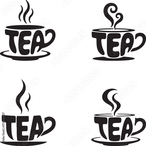 tea cup logo typography