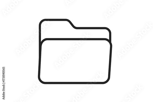 Computer folder line icon. Editable stroke vector pictogram for apps and web design. File management, data storage, document organization symbol. Minimalistic UI UX element.