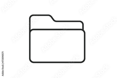 Folder line icon vector. Minimalistic computer file pictogram. Simple linear document data storage case. Editable stroke outline symbol for web, app, UI, UX graphic design.