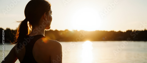 Focused sportswoman prepares for the year ahead with determination and vision.