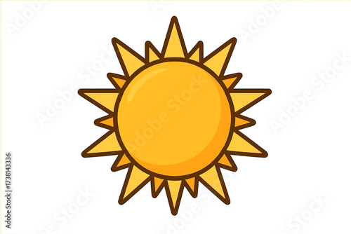 Sun vector icon. Cute cartoon sun character illustration for summer design. Sunshine, heat and light symbol. Flat weather element for kids, infographics, and presentations.