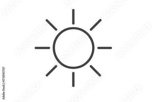 Sun line icon. Sunshine, light, and brightness symbol. Weather forecast pictogram. Summer heat and solar energy concept. Simple outline vector illustration for web and app design.