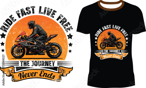 Ride Fast Live Free Motorcycle T-Shirt Design