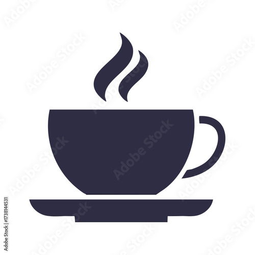 Cup of hot drink with steam isolated on white, coffee or tea icon illustration
