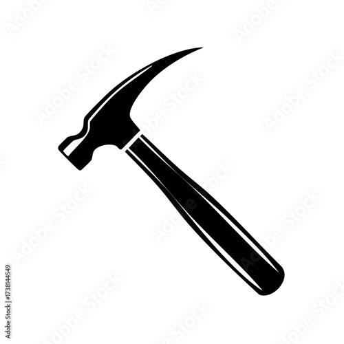 Simple black silhouette of a claw hammer tool illustration