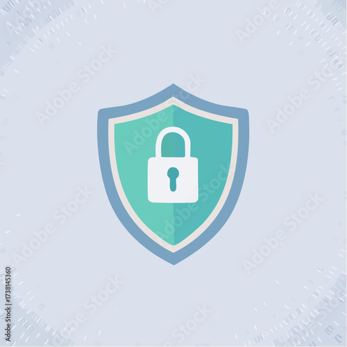 Secure shield with a lock icon symbolizing safety and protection against threats and unauthorized access