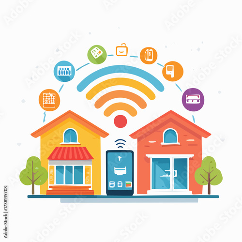 Smart Home Technology Connecting Houses with Wireless Network and Smart Devices