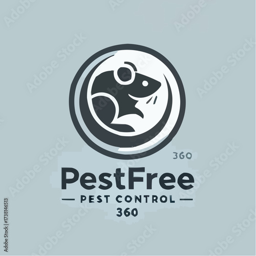 Modern logo concept for pest control services featuring a stylized rat silhouette and minimalist typography, conveying cleanliness and efficiency for home and business