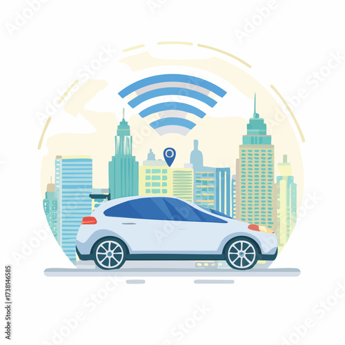 Smart car with autonomous driving capabilities connected to a wireless network for navigation in a bustling metropolis